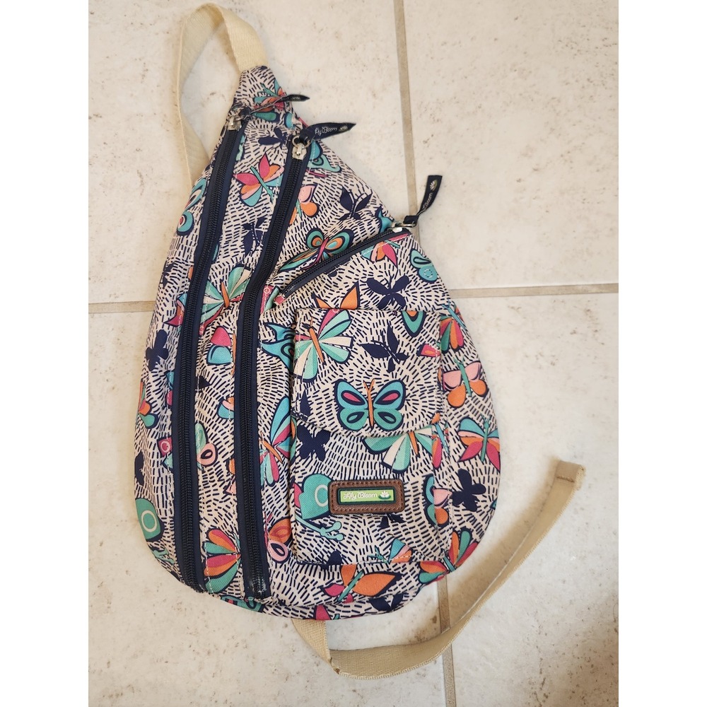 Lily Bloom Butterfly Print Sling Backpack Crossbody Bag Multicolor Eco Friendly